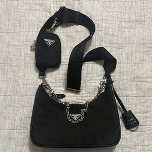 Fashion Black Nylon Chain Shoulder Bag